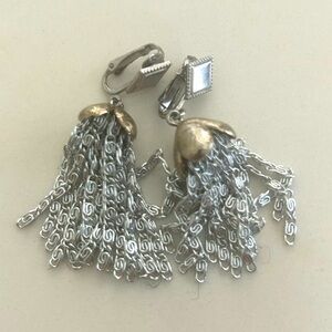 Vintage Sarah Coventry Earrings “Silvery Cascade" 1960’s Chain Tassel, Clip-on
